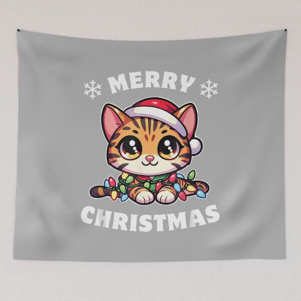 Item preview, Santa Hat Christmas Fairy Lights Bengal Cat for Men Women Kids designed and sold by ArleneRowe.