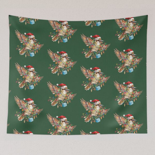 Item preview, Cute Black Laughing Kookaburra Christmas – Bush Green Aussie Holiday Art designed and sold by Wennebabs.