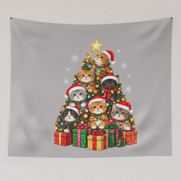 Item preview, Cute Cats in Santa Hats by the Christmas Tree designed and sold by GreggRoss.