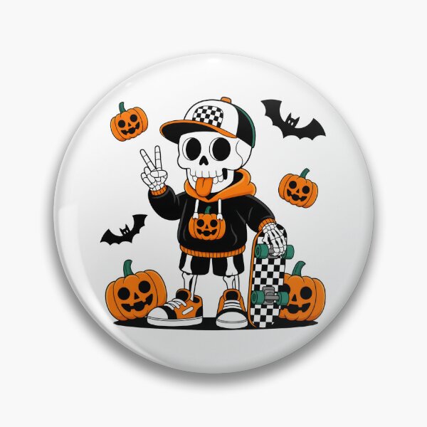Item preview, Skeleton Skater Halloween Vibes Orange Black designed and sold by Dmo3HarkoArt.