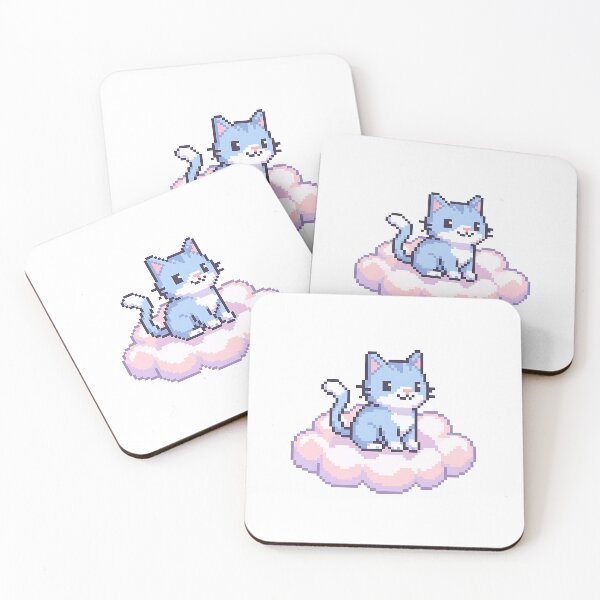 Item preview, Kawaii Blue Kitten Floating on Pink Cloud designed and sold by Michaelragheb.