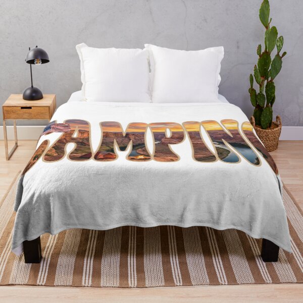 Item preview, USA Camping Canyon Sunset American Flag Horseshoe Bend Typography Art designed and sold by SasquatchTrail.