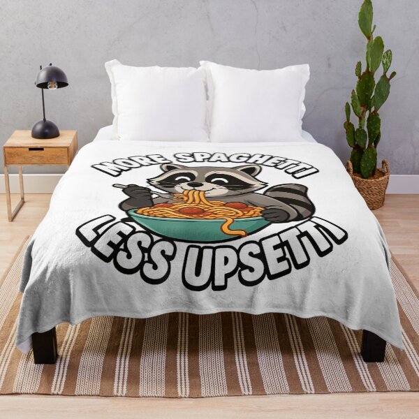 Item preview, Cute Raccoon Eating Spaghetti Less Upsetti Food Pun Top designed and sold by kiralynstration.