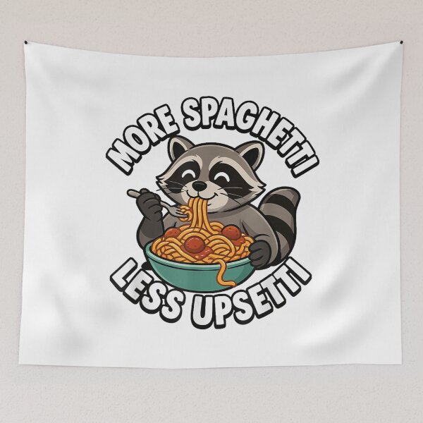 Item preview, Cute Raccoon Eating Spaghetti Less Upsetti Food Pun Top    designed and sold by kiralynstration.