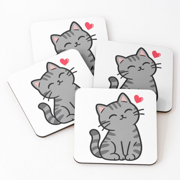 Item preview, Cute Gray Cat with Heart – Kawaii Cat Lover Art designed and sold by Vayro cartoons.