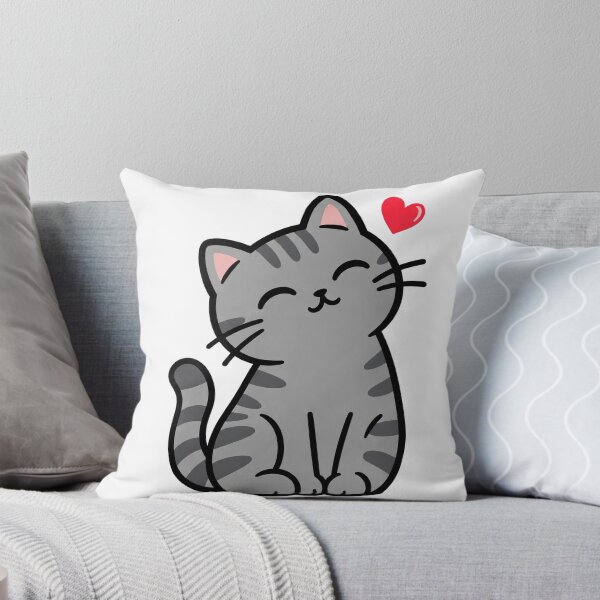 Item preview, Cute Gray Cat with Heart – Kawaii Cat Lover Art designed and sold by Vayro cartoons.