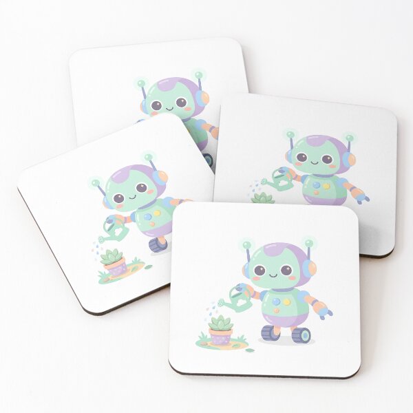 Item preview, Adorable Pastel Robot Gardener Watering Succulent Plant designed and sold by Michaelragheb.