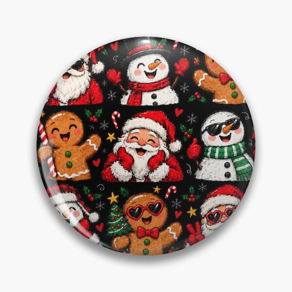 Item preview, Santa Snowmen and Gingerbread in Christmas Grid designed and sold by RannaHile.