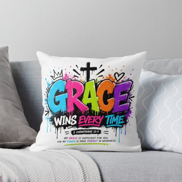 Item preview, Grace Wins Every Time 2 Corinthians 12:9 Colourful Christian Graffiti Design designed and sold by LilSeashell.