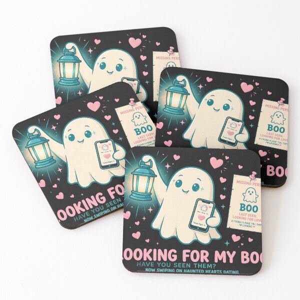 Item preview, Looking For My Boo — Cute Ghost with Lantern and Missing Poster designed and sold by HauntedMileHigh.