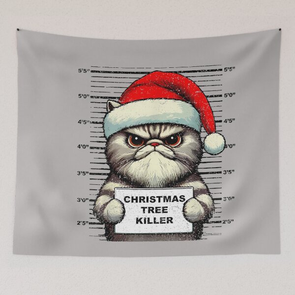 Item preview, Christmas Tree Killer Funny Cat Santa Hat designed and sold by GreggRoss.