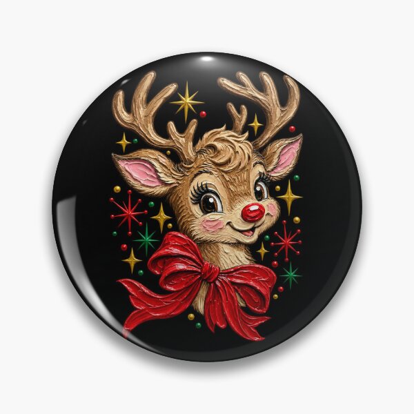 Item preview, Christmas Reindeer Portrait with Red Bow and Stars designed and sold by Taniyah Gomes.