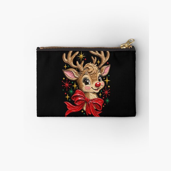 Item preview, Christmas Reindeer Portrait with Red Bow and Stars designed and sold by Taniyah Gomes.