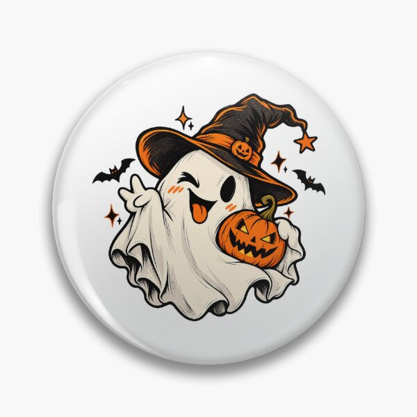 Item preview, Witchy Ghost and Jack-O’-Lantern – Cute Spooky Halloween Art designed and sold by Lovestickerco.