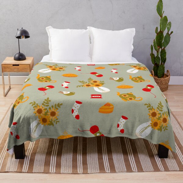 Item preview, Cozy Autumn Tea and Knitting Floral Pattern designed and sold by Apurva Joshi.