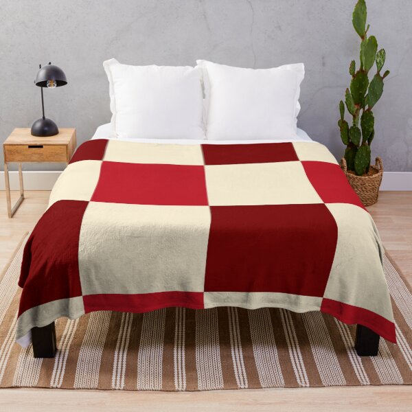 Item preview, Burgundy - Cherry Red - Cream - Checkered Pattern vintage style Plaid large designed and sold by DColourMuse.