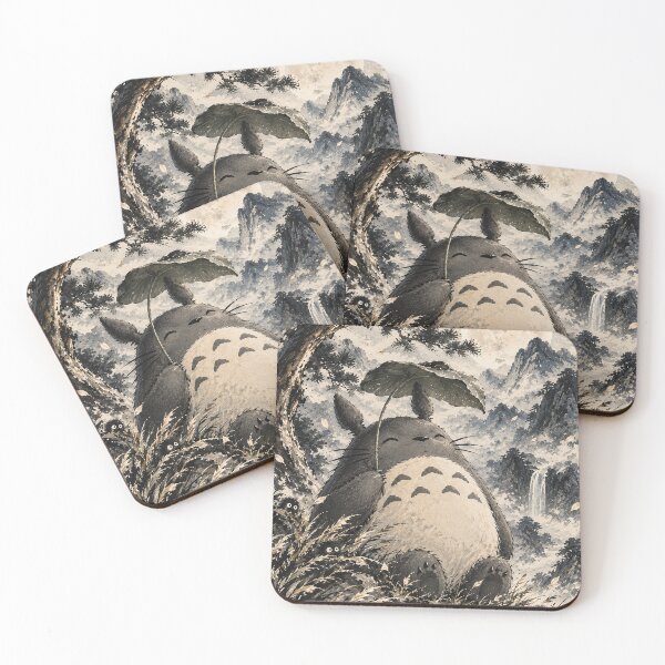 Item preview, Moonlit Totoro with Leaf Umbrella designed and sold by homedeco12.