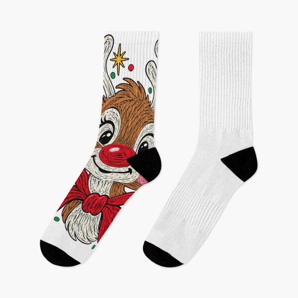 Item preview, Christmas Reindeer Sketch with Red Bow designed and sold by Taniyah Gomes.