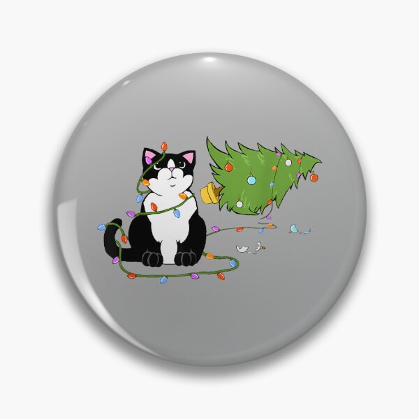 Item preview, Tuxedo Cat Knocked Over the Tree Meowy Christmas designed and sold by GreggRoss.