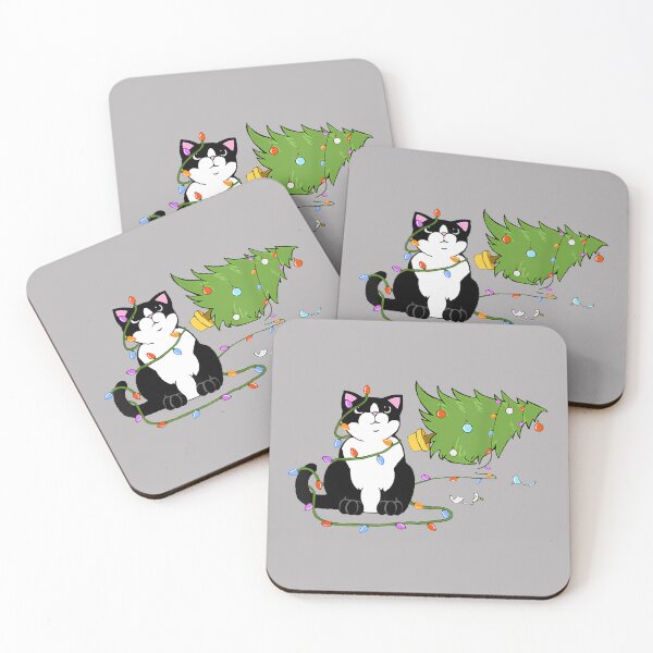 Item preview, Tuxedo Cat Knocked Over the Tree Meowy Christmas designed and sold by GreggRoss.
