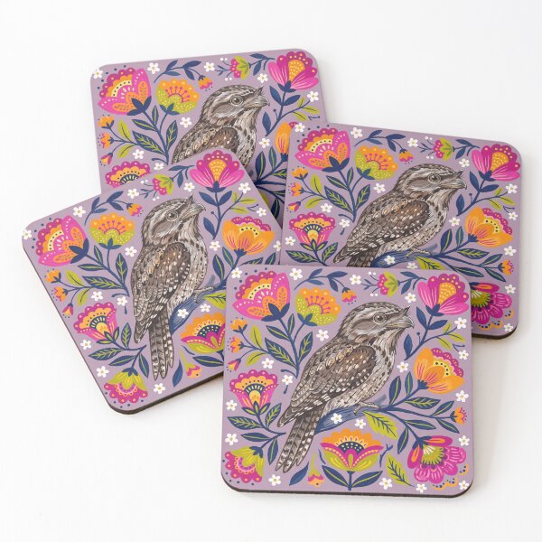 Item preview, Tawny Frogmouth Folk Art Floral Australian Nightjar Bird designed and sold by Wennebabs.