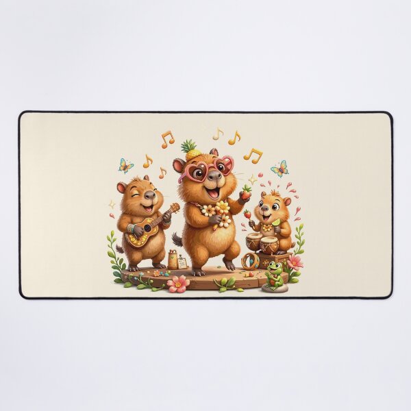 Item preview, Tropical Capybara Band Playing Fruit Instruments designed and sold by Nadiename.