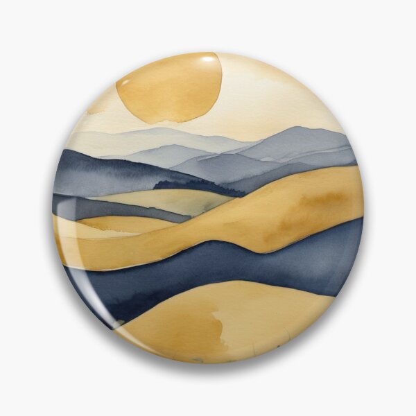 Item preview, Rolling Hills and a Big Sun - Soft Watercolor Landscape designed and sold by Hidamari's SHOP.