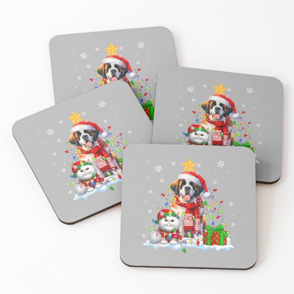 Item preview, Santa St. Bernard With Elf Cat Christmas Lights Owner Kids designed and sold by ArleneRowe.