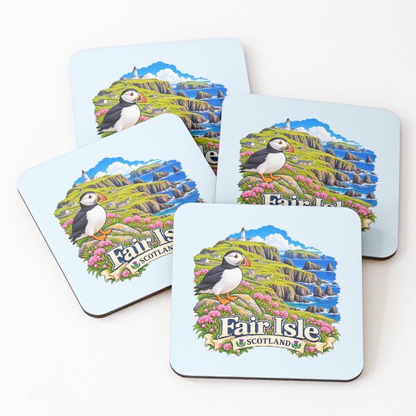 Item preview, Fair Isle, Scotland - Puffin, Lighthouse & Scenic Coastal Cliffs designed and sold by Myra365Art.