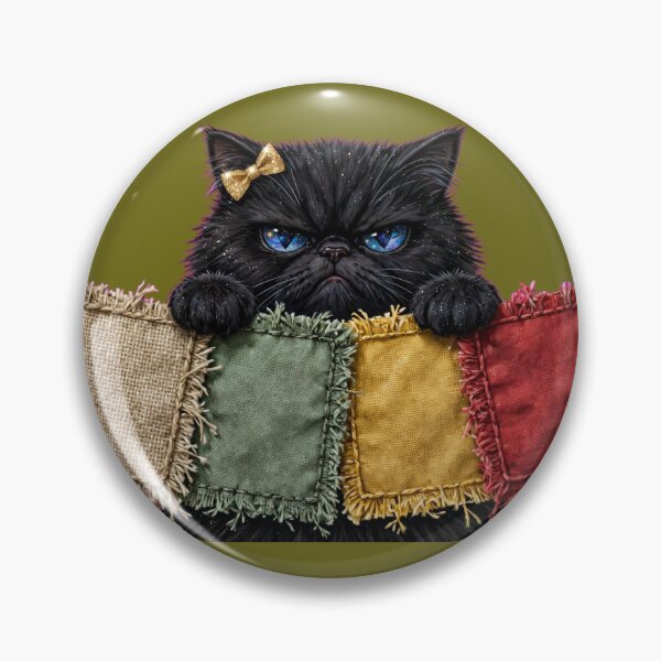 Item preview, Grumpy Black Cat With Four Fabric Patches designed and sold by GRUMPY-UNIVERSE.