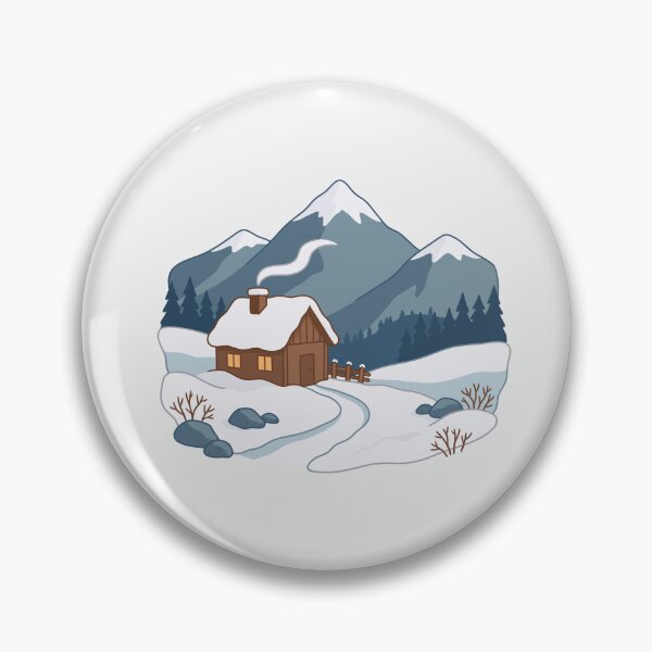 Item preview, Cozy Snowy Cabin Beneath Alpine Mountains Illustration designed and sold by zan-mf.