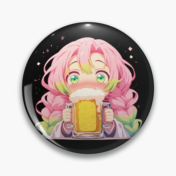 Item preview, Lovely Mitsuri Kanroji Demon Slayer Anime Kawaii Beer Blush Happy Vibes designed and sold by mildaclairmo.