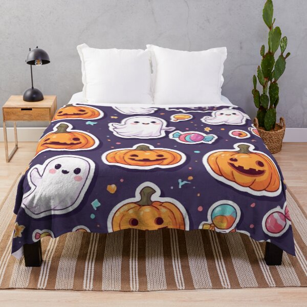 Item preview, Cute Halloween Sticker Sheet Kawaii Ghosts Pumpkins Bats designed and sold by Digital Design Art.