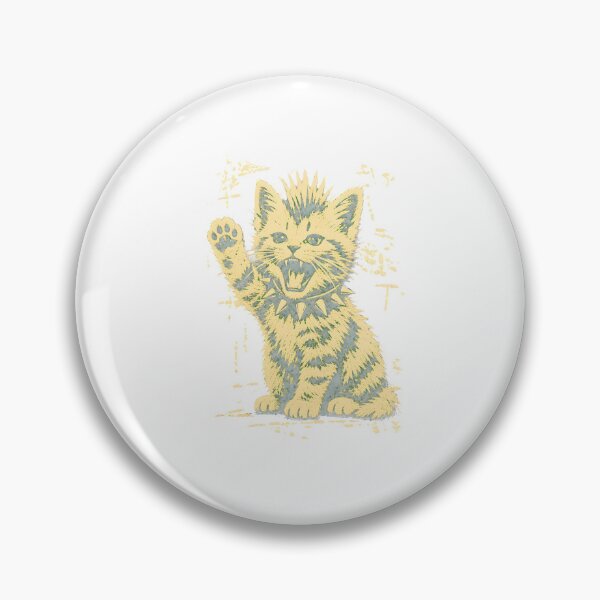 Item preview, Vintage Screaming Punk-Kitten Waving-Mohawk Cat Funny designed and sold by numenee.