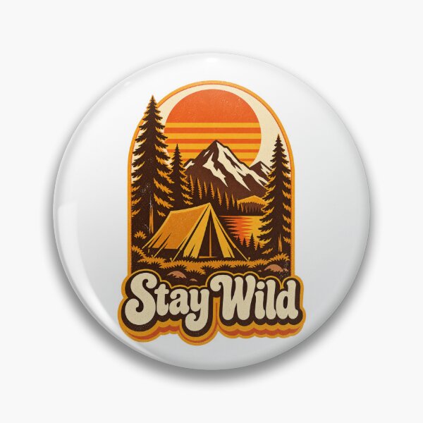 Item preview, Stay Wild Vintage Camping Poster – Retro 1970s Mountain Sunset and Tent Design designed and sold by mohamedmawgoud.