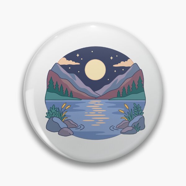 Item preview, Full Moon Reflected on Mountain Lake Illustration designed and sold by zan-mf.