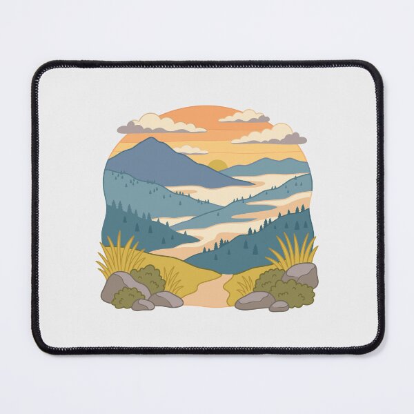 Item preview, Golden Sunset Over Winding Mountain Valley Illustration designed and sold by zan-mf.