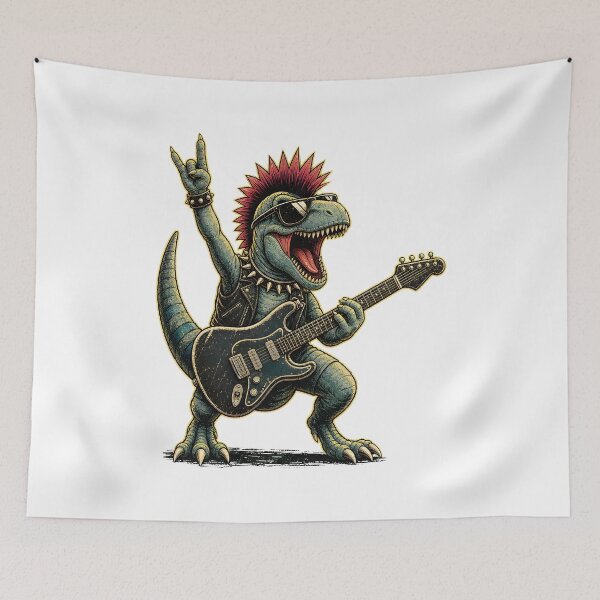 Item preview, Vintage Rock-T-Rex-Screaming Punk Dinosaur Guitar Men Women designed and sold by numenee.