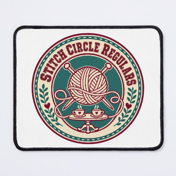 Item preview, Stitch Circle Regulars Knitting Club Badge Yarn Lover Humor designed and sold by ThreadQuirk.