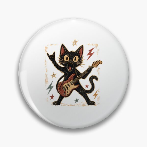 Item preview, Rocking Cat-Screaming-Guitar Vintage Grunge Funny Cat Men Women designed and sold by numenee.