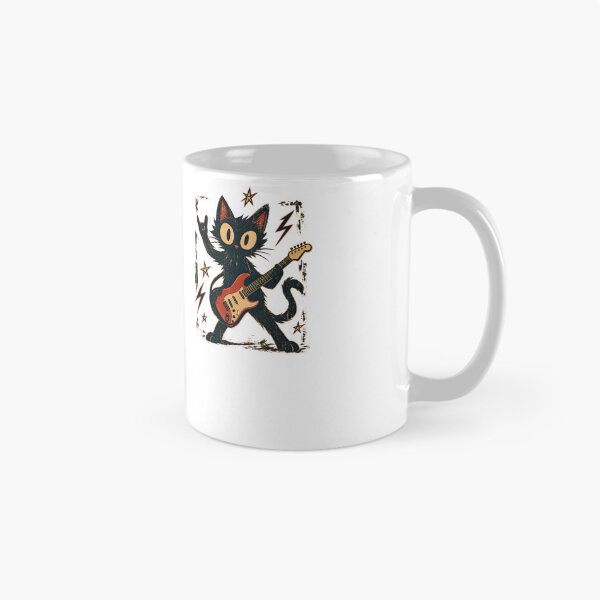 Item preview, Retro Rocker Cat Vintage Electric Guitar Music Animal Funny Men Women designed and sold by numenee.