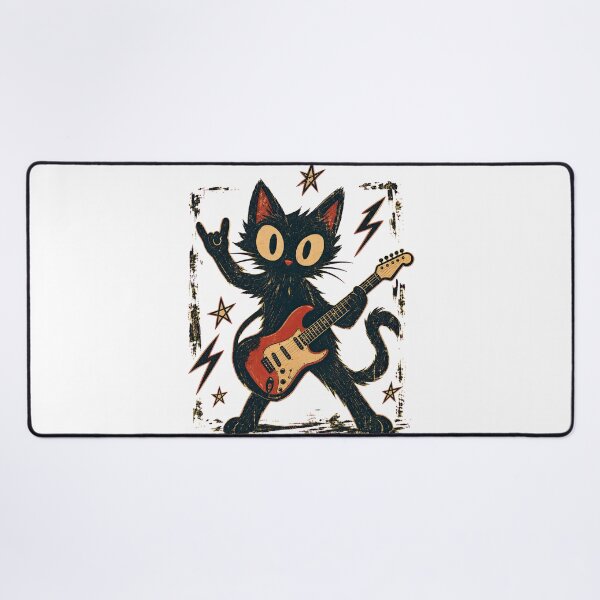 Item preview, Retro Rocker Cat Vintage Electric Guitar Music Animal Funny Men Women designed and sold by numenee.