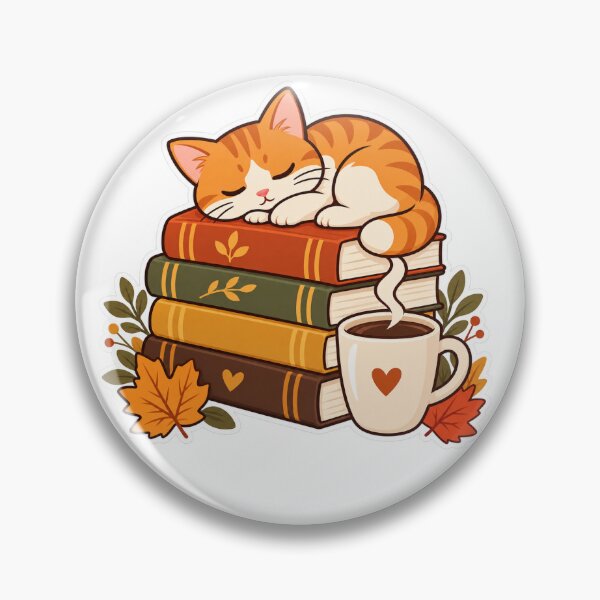 Item preview, Cozy Cat Reading Books and Coffee – Cute Autumn Book Lover Sticker designed and sold by mohamedmawgoud.