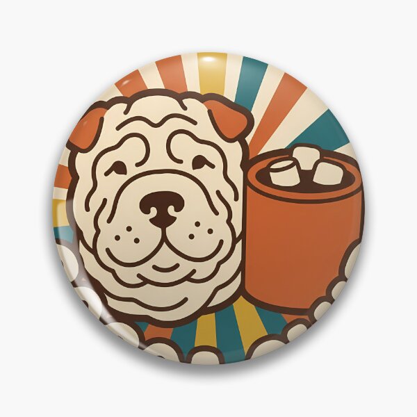 Item preview, Retro Shar Pei Cocoa Christmas Bakery Badge designed and sold by pumsquare.