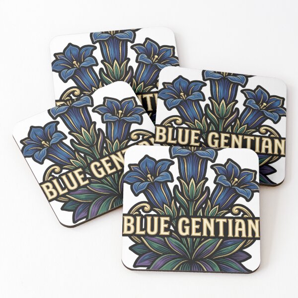 Item preview, Blue Gentian Alpine Gentian - Gothic Winter Flora Emblem designed and sold by IllumeInk.