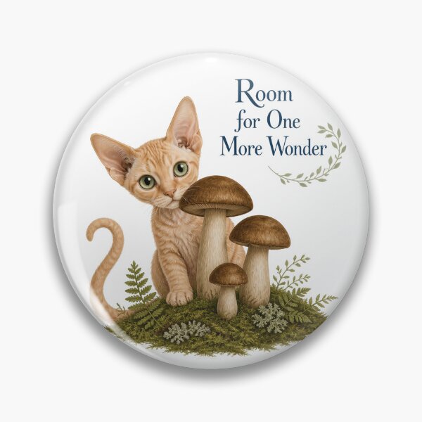Item preview, Devon Rex Woodland Cat Exploring Mushrooms designed and sold by PurrBloom Studio.