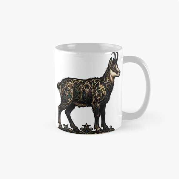 Item preview, Alpine Chamois Beast - Hooked Horn Gothic Winter Emblem designed and sold by IllumeInk.