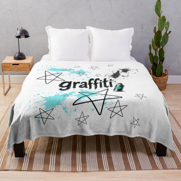 Item preview, Graffiti Street Art – Blue Black and White Spray Paint designed and sold by BiteMyLine.