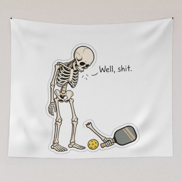 Item preview, Well Shit Funny Skeleton Pickleball Player Halloween Humor designed and sold by studiopekepeke.