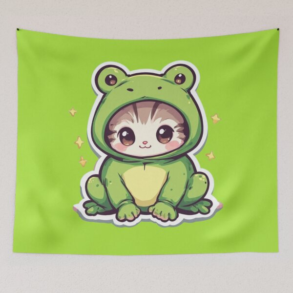 Item preview, Kawaii Frog Costume Kitten Design  designed and sold by MushArtist.